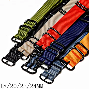 Yeni 8 Renkler Watchband Naylon Kayış Gümüş Yüzük Toka 18mm 20mm 24mm Çizgili yedek bant İzle Aksesuarları