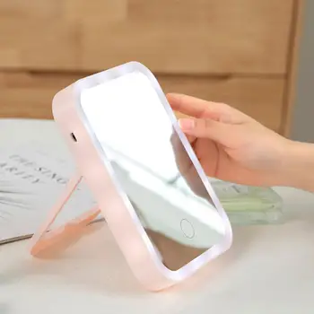 Yeni Dokunmatik Ekran makyaj masası aynası LED Parlaklık Ayarlanabilir Taşınabilir USB Şarj Edilebilir Lityum Pil İle makyaj aynası