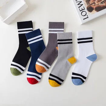 Yeni Erkek Rahat Çorap Moda Nefes Kaliteli Çizgili Çorap Renkli Komik Uzun Çorap 10 Çift