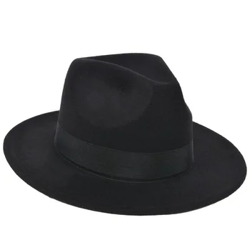 Yeni Vintage Fedora Erkekler Yün Geniş Ağız silindir şapka Witner Sonbahar için Kadın Chapeau Siyah Kilise Şapka Melon Bayanlar kadın Caz şapka