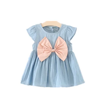 Yeni Yürümeye Başlayan Elbise Kız Bebek Pamuk Katı İlmek Moda Çocuk Giysileri Bebekler 1 2 3 4 5 Yıl Zarif Kostüm