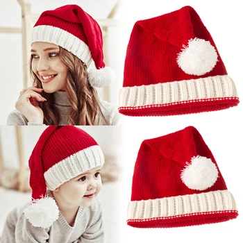 Yeni Yıl Noel Baba Noel Şapka Örgü Kalınlaşmak Bebek Yetişkin Noel Şapka Merry Christmas Festivali Malzemeleri Dekorasyon