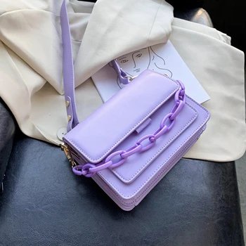 Yeni Şeker Renkler Mini Flap Çanta Trend Bayan Pu deri omuz çantaları Kadınlar için 2022 Moda Zincir Tasarım çapraz vücut kadın çantası Sac