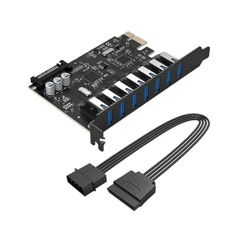 Yükseltici Adaptör Kartı ORICO USB 3.0 7Port PCI-E Genişleme Kartı Anakart 15Pin SATA Konektörü Güç Kablosu PCIE Yükseltici Adaptörü