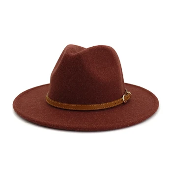 Yün şapka erkekler ve kadınlar için çiftler caz şapka sonbahar ve kış renkli moda vahşi sıcak düz kenarlı şapka