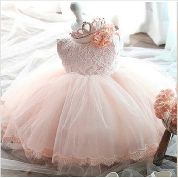 Zarif Kız Elbise Kızlar 2021 Yaz Moda Pembe Dantel Büyük Yay Parti tül çiçek Prenses Gelinlik Bebek Kız elbise