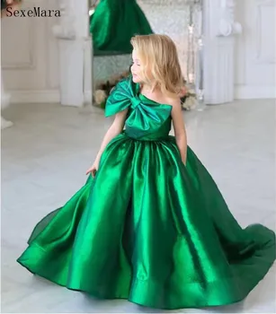 Zümrüt Yeşil Kız Doğum Günü Elbise Çocuk Parti Balo elbisesi Küçük Prenses doğum günü partisi elbisesi