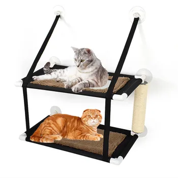 Çift Katmanlı Pet Asılı Yatak Kediler Raflar Rulman 20 kg Kedi Güneşli Pencere Koltuk Montaj Pet Kedi Uyku Hamak Kedi Yatak Aksesuarları