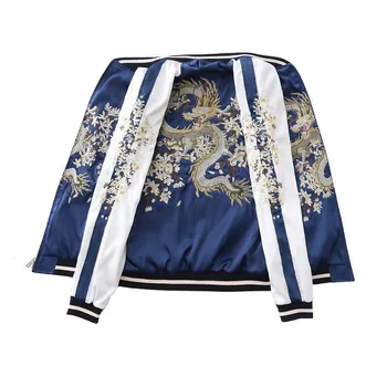 Çiçek Nakış Bombacı Ceket Kadın Leke İki taraflı Giyim beyzbol ceketleri Streetwear Giyim Abrigo Mujer Elbise Kadın