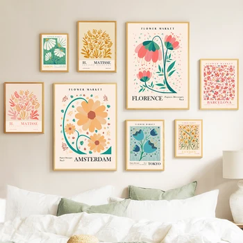 Çiçek Pazarı Matisse Soyut Mercan Tuval Boyama duvar Sanatı İskandinav Posterler Ve Baskılar Duvar Resimleri Için Oturma Odası Ev Dekor