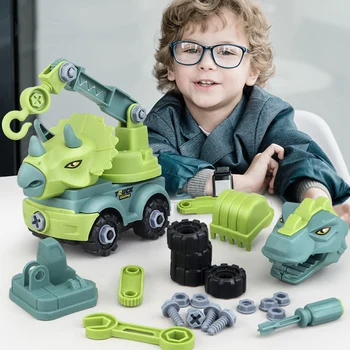 Çocuk İnşaat Oyuncak Dinozor Mühendislik Araba Ekskavatör Damperli Kamyon Eğitim DIY Model oyuncak arabalar Çocuklar için Çocuk Çocuk Hediye