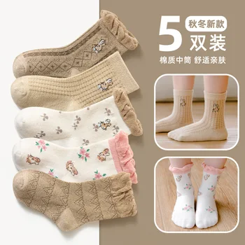 Çorap çocuk sonbahar / kış Bebek Çorap Dantel Silindir Çocuk Çiçek Tavşan Kız Çorap Prenses chaussettes dolgu