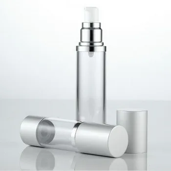 20 Adet / grup 30 ml 50 ml Havasız Sıvı Losyon Şişesi Parfüm Şişesi Kozmetik Termos Gümüş Pompa Havasız Şişe Emülsiyon Şişe